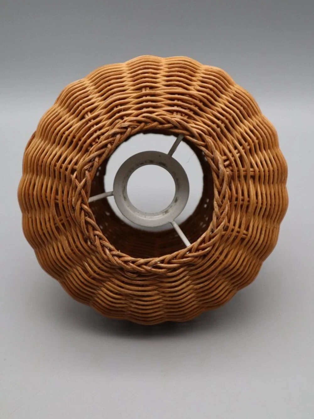 Vtg Small Wicker Lamp Shade Pendant Light Cover Uno Fitting 6